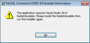 VC++ 2015 redistributable not found